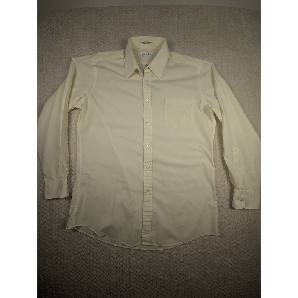 Yves Saint Laurent Mens Dress Shirt Long Sleeve Light Yellow  Size 16 32/33